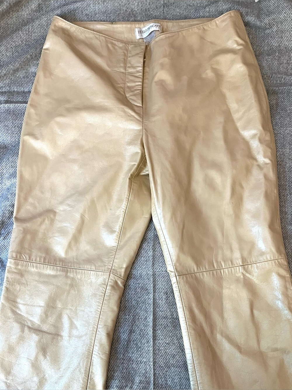 Vintage Hugo Buscati Genuine Leather Pants Beige 4
